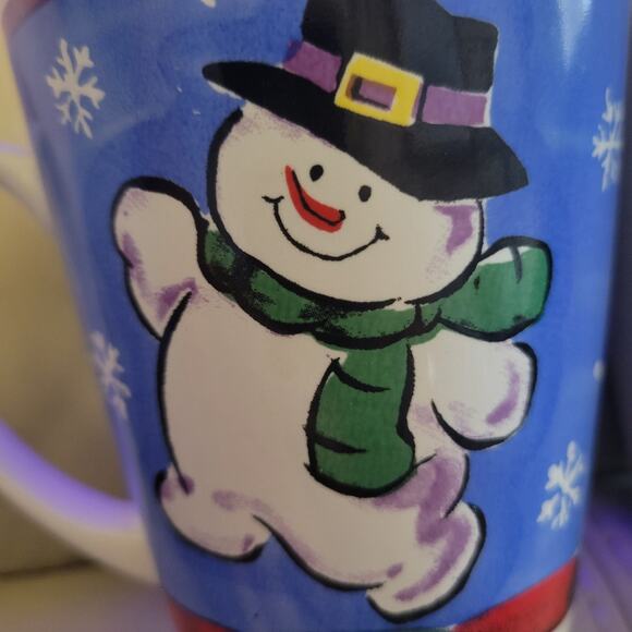 Christmas Coffee Cups Set of Two One has Snowman and One has Santa - Picture 2 of 9